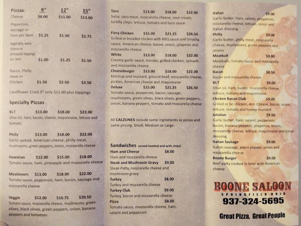 Boone Saloon Menu image 1